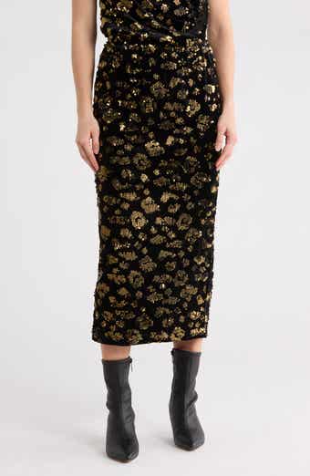 T Tahari Sequin Pull-On Midi Skirt