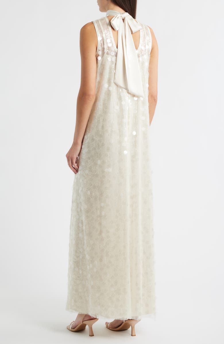 Julia Jordan Sequin Embellished Sleeveless Evening Dress, Alternate, color, Ivory