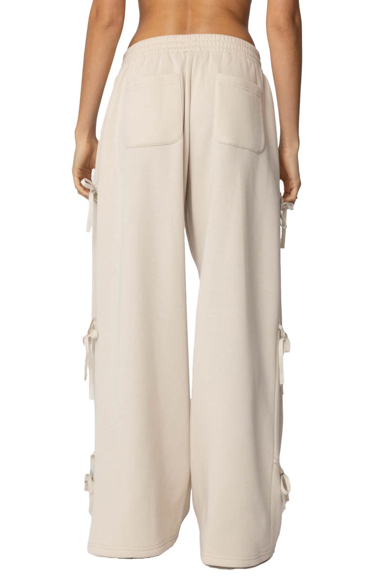 EDIKTED Claudette Bow Wide Leg Sweatpants, Alternate, color, Cream