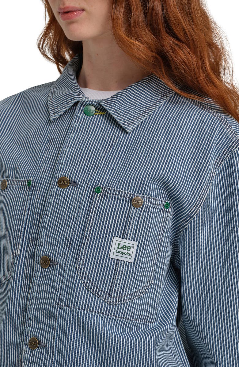 Lee x Crayola Cropped Chore Jacket, Alternate, color, Railroad Stripe