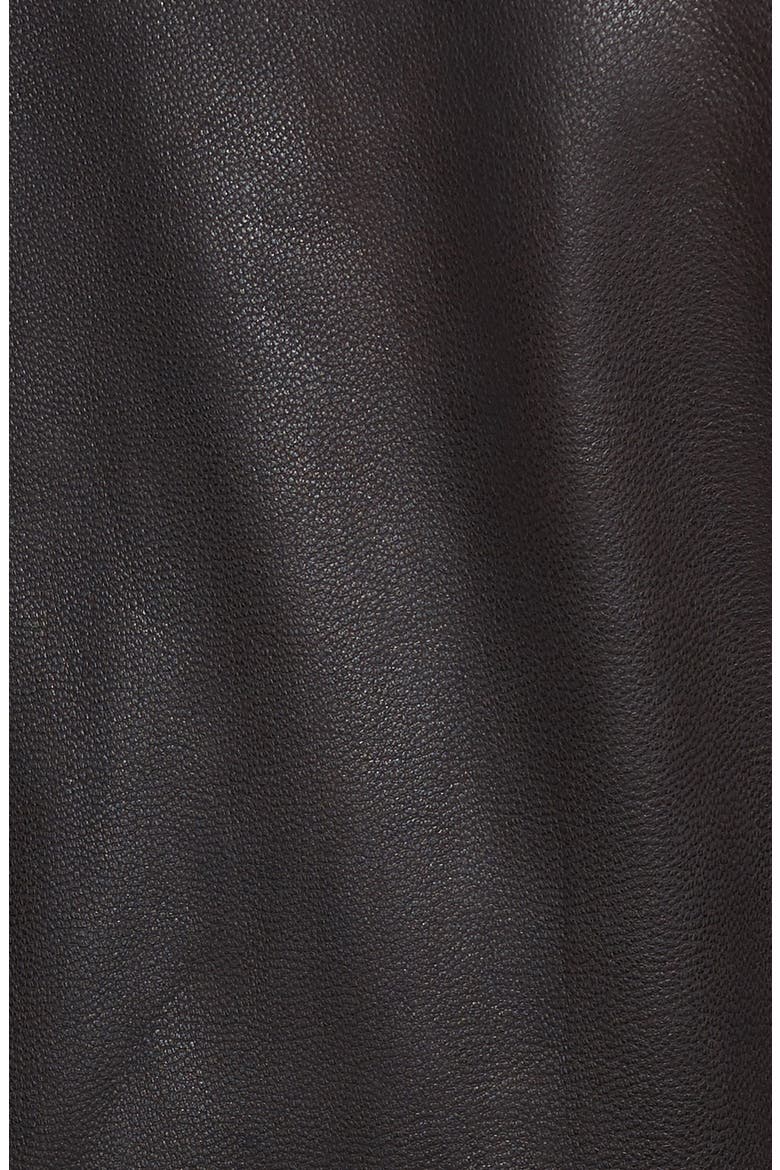 Leather Moto Jacket with Knit Hood, Alternate, color, BLACK