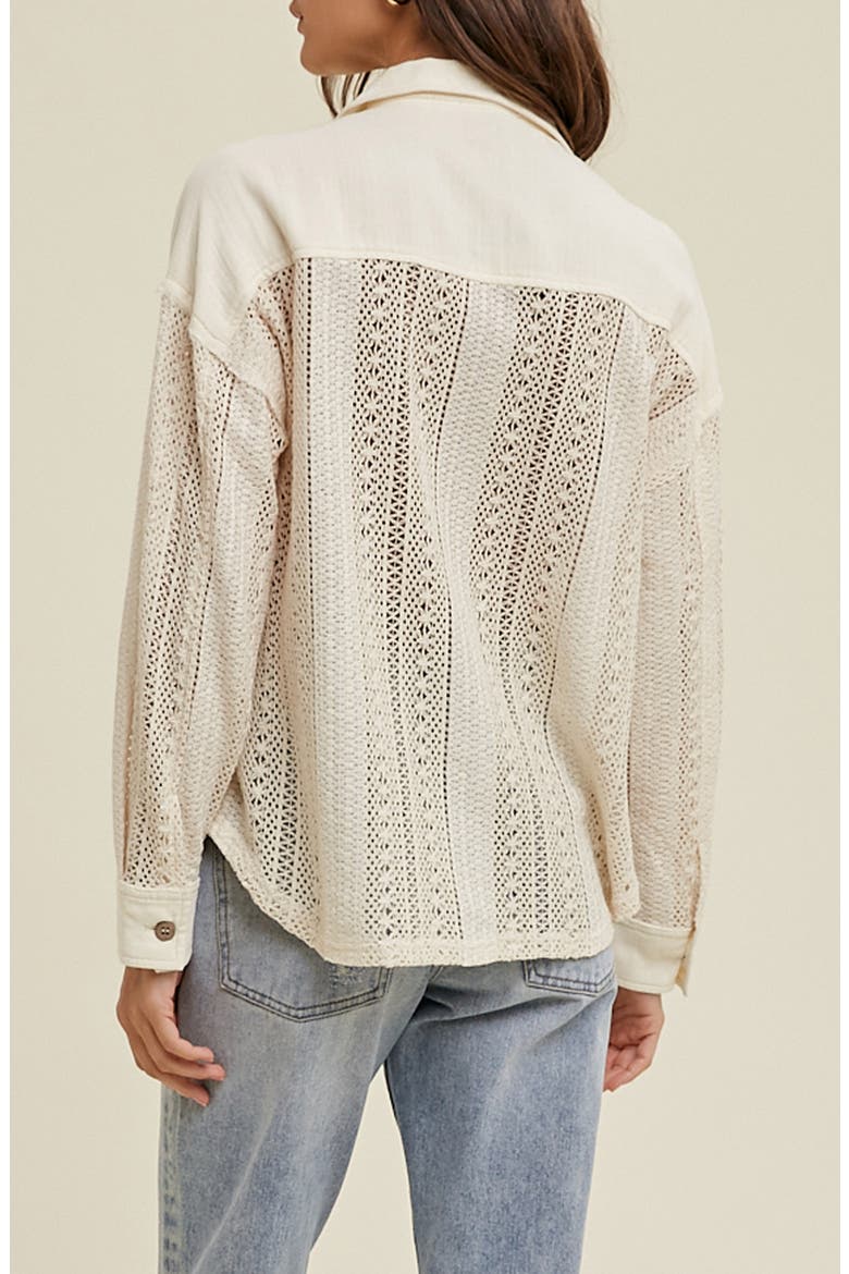 Open Stitch Button-Up Shirt, Alternate, color, NATURAL