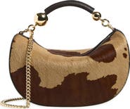 Strathberry Mini Crescent Moon Genuine Calf Hair Shoulder Bag