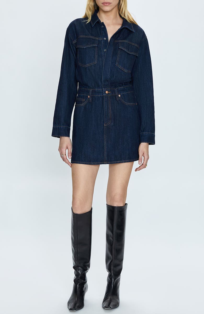 Pistola Nina Long Sleeve Denim Shirtdress, Main, color, 