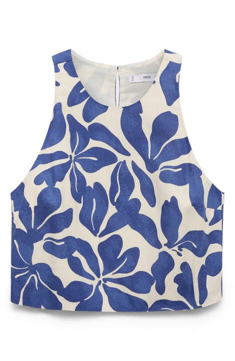 Floral Print Crop Tank (Plus)