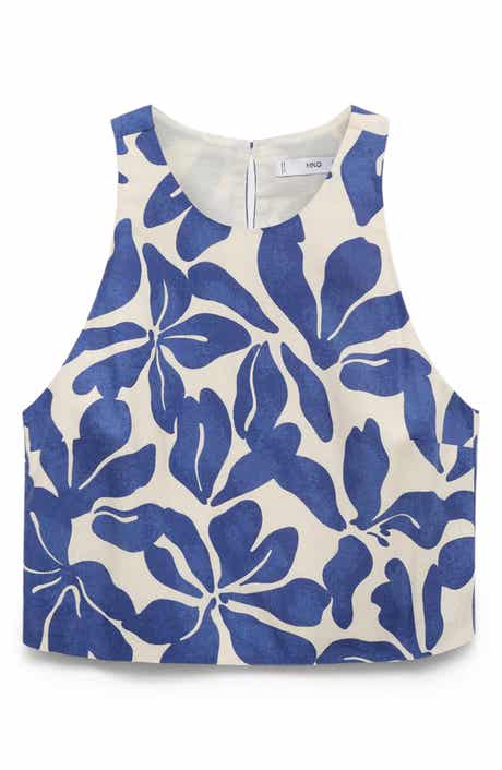 MANGO Floral Print Crop Tank