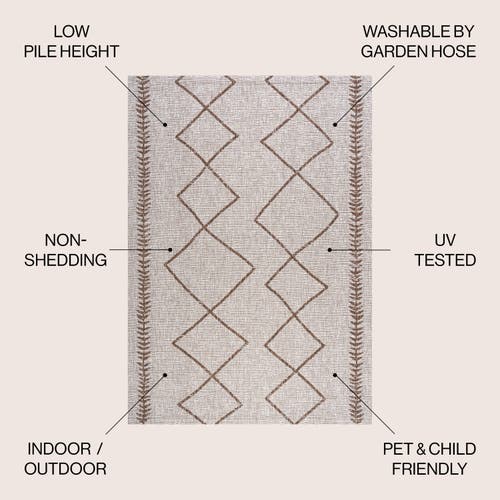Jonathan Y Derya Diamond Trellis Indoor/outdoor Area Rug In Beige/brown