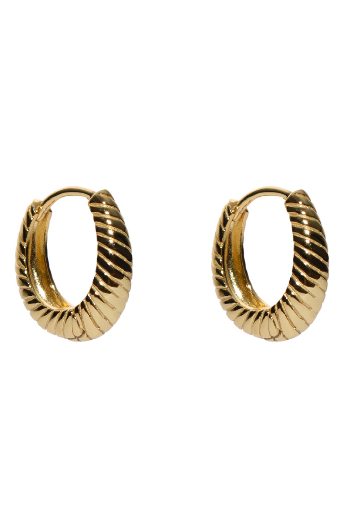 Argento Vivo Sterling Silver Rib Textured Hoop Earrings