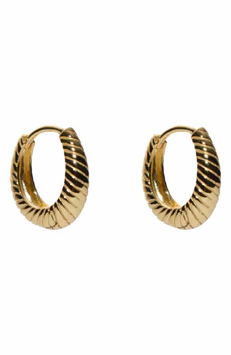 Argento Vivo Sterling Silver Rib Textured Hoop Earrings