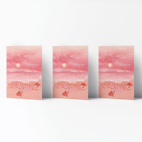 Valentine's Day Friendship Greeting Card Pack Sets, 'Kiss Me Valentine Crabs' (3 ct)