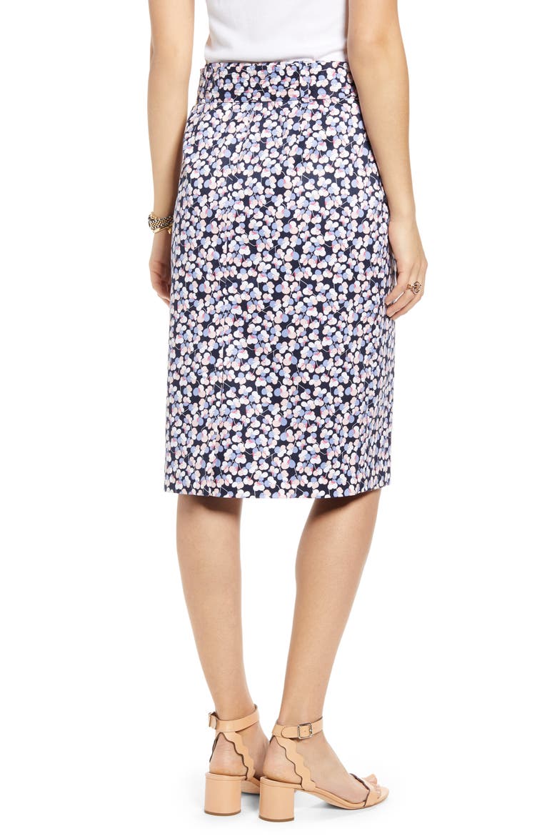 Twill Pencil Skirt, Alternate, color, NAVY VINTAGE POP FLORAL