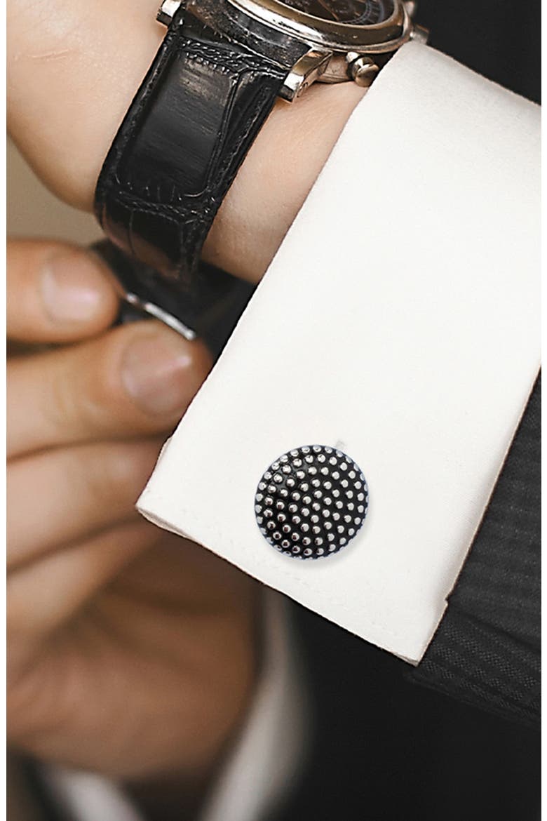 Textured Circle Cuff Links, Alternate, color, SILVER