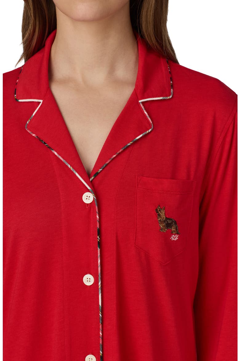 Long Sleeve Cotton Blend Sleep Shirt, Alternate, color, CRIMSON