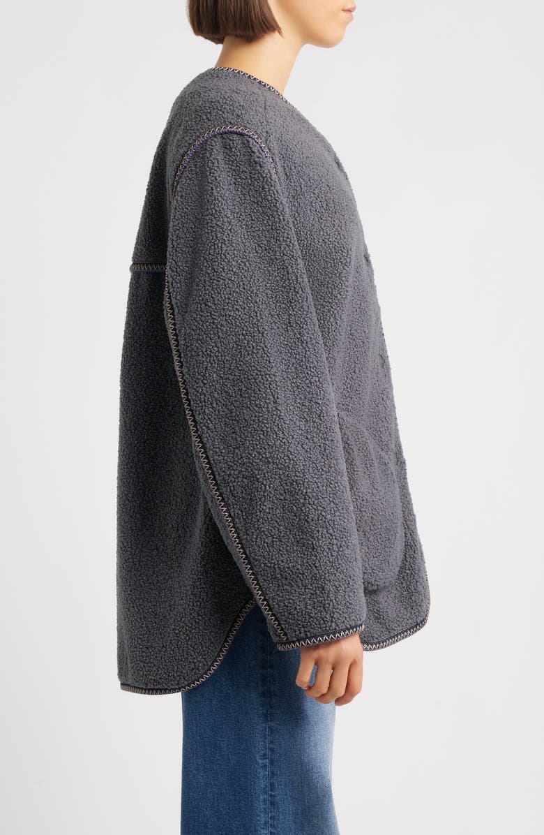 UGG<sup>®</sup> Emmersyn UGGbraid Trim High Pile Fleece Coat, Alternate, color, Dark Ash