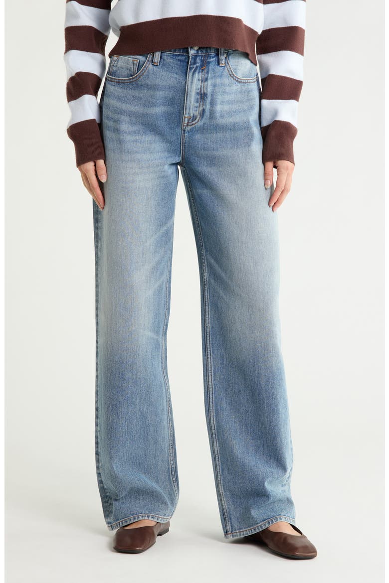 High Waist Wide Leg Jeans, Main, color, MED WASH