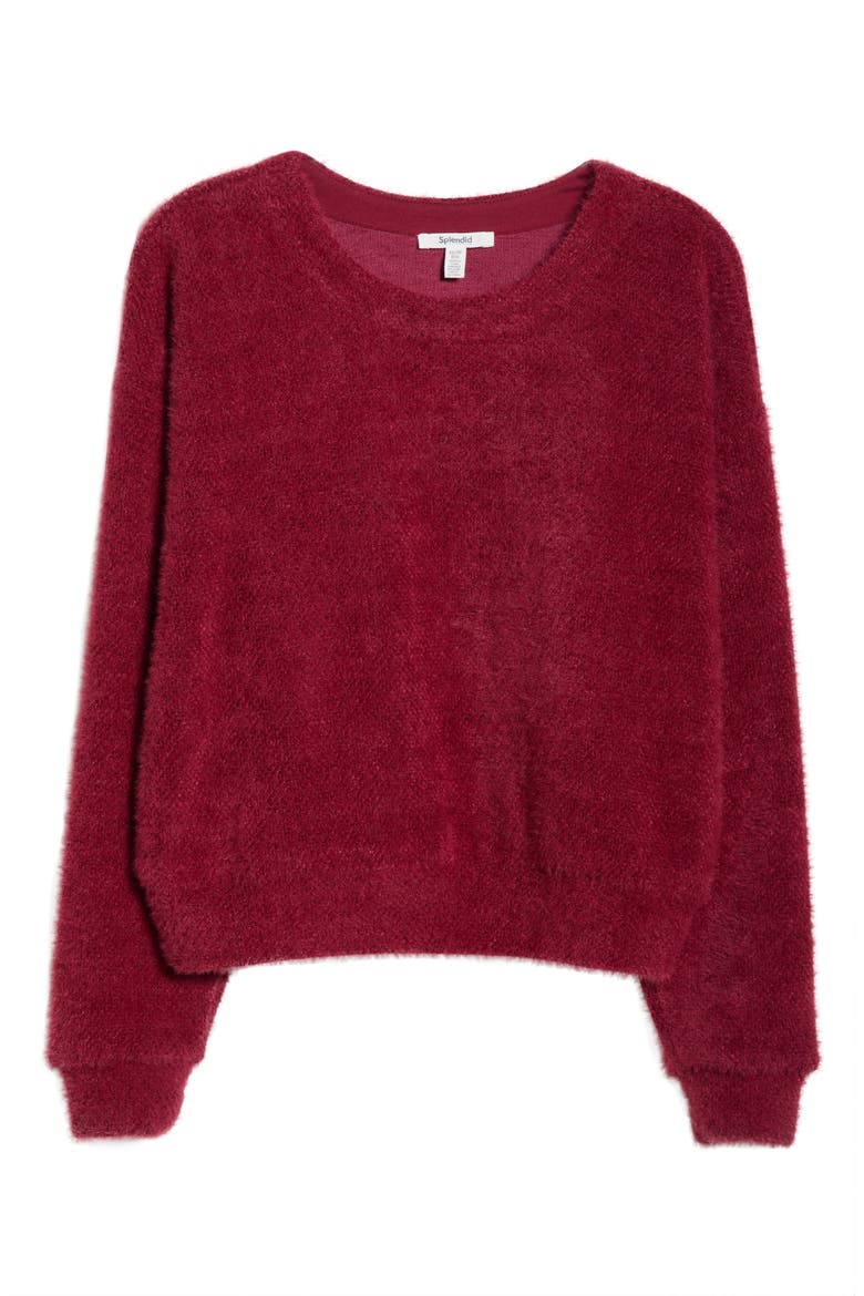 Fallon Fuzzy Crewneck Sweater, Alternate, color, CHERRY ON TOP RED