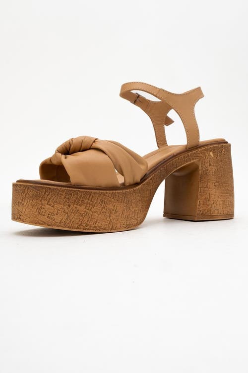 Forever & Always Shoes Tily Platform Wedge Leather Sandal In Brown