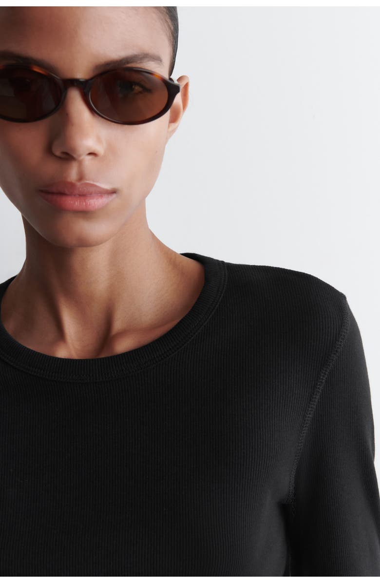 COS Ribbed Jersey Long-Sleeved Top, Alternate, color, Black