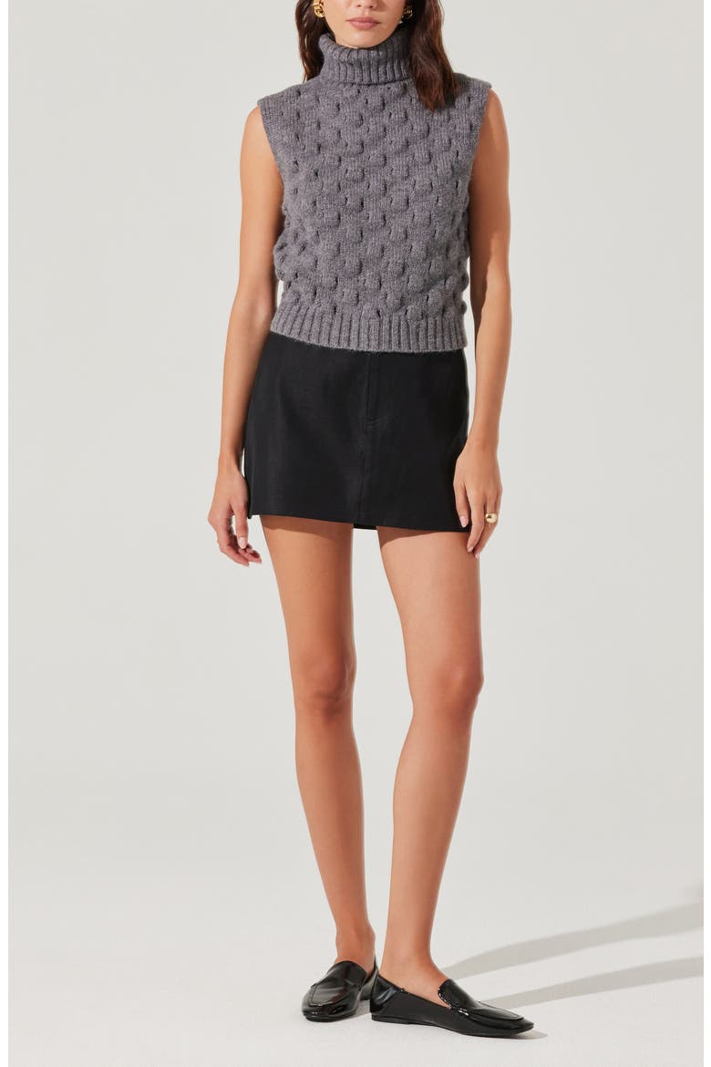 Pattern Turtleneck Sweater Vest, Alternate, color, GREY