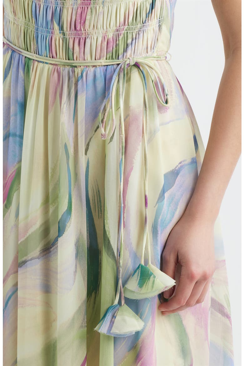 Abstract Print Chiffon Gown, Alternate, color, GREEN MULT
