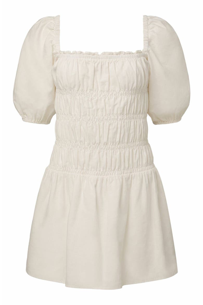 Air Linen Smocked Mini Dress, Alternate, color, WHITE