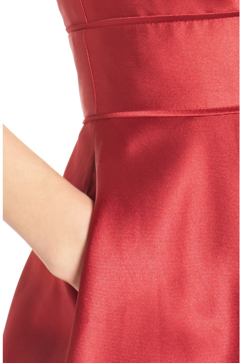 Plunge Neck Taffeta Ballgown, Alternate, color, WINE