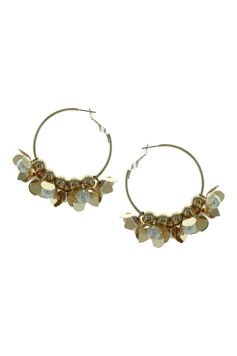 Lily Hoop Earrings, Main, color, GOLD / WHITE