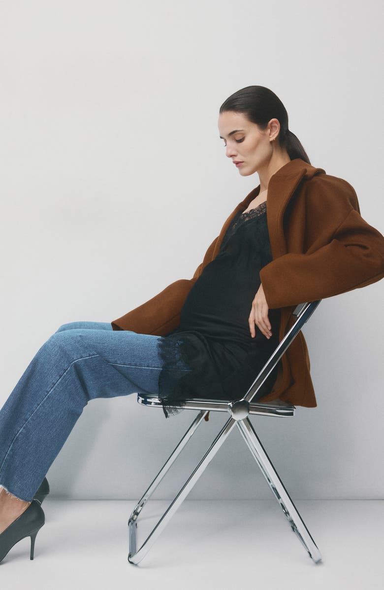 MANGO Over the Bump Wide Leg Maternity Jeans, Alternate, color, Medium Blue