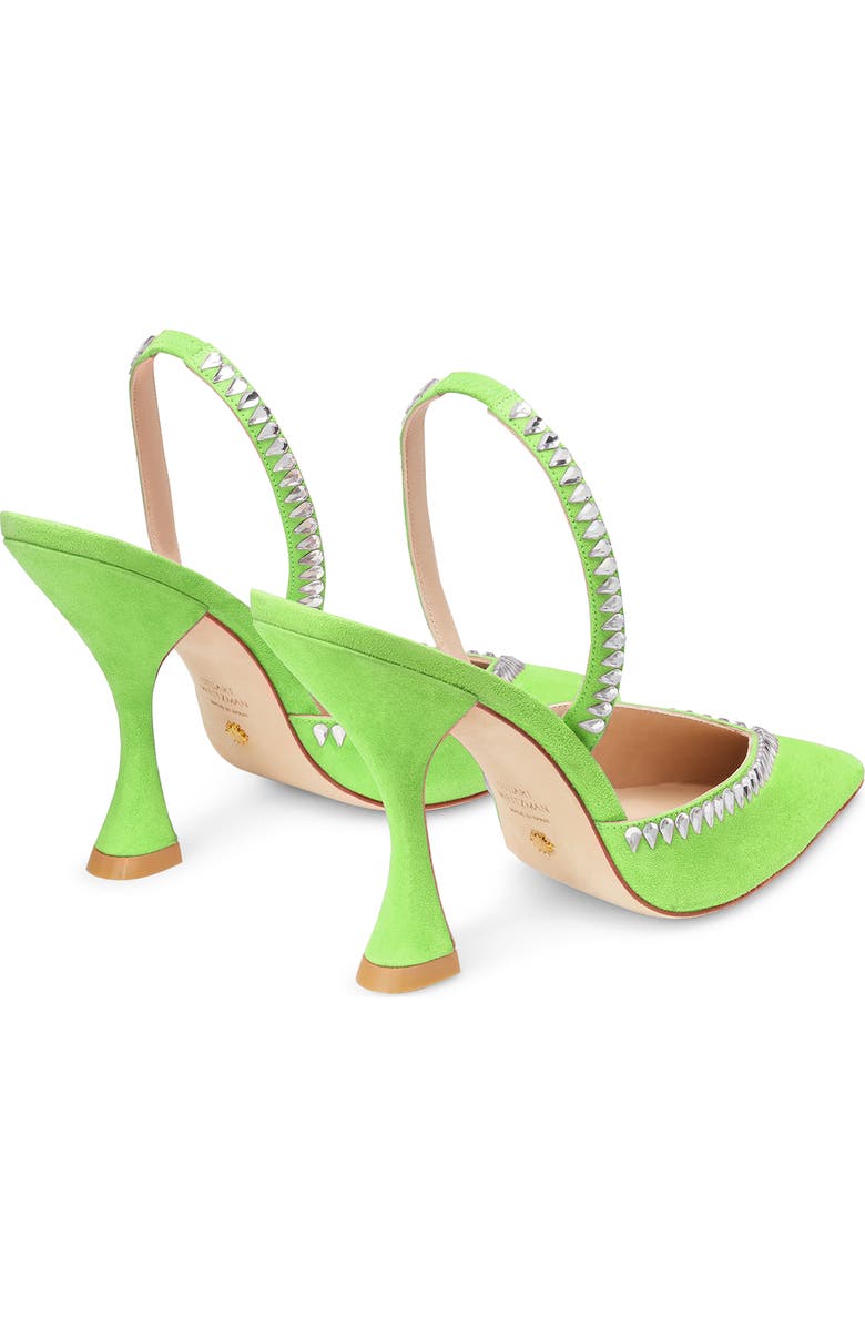Stuart Weitzman Gemcut Curve Pointed Toe Slingback Pump, Alternate, color, Neon Chartreuse