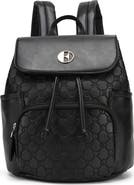 ELLE Compass 10L Vegan Leather Monogram Mini Backpack