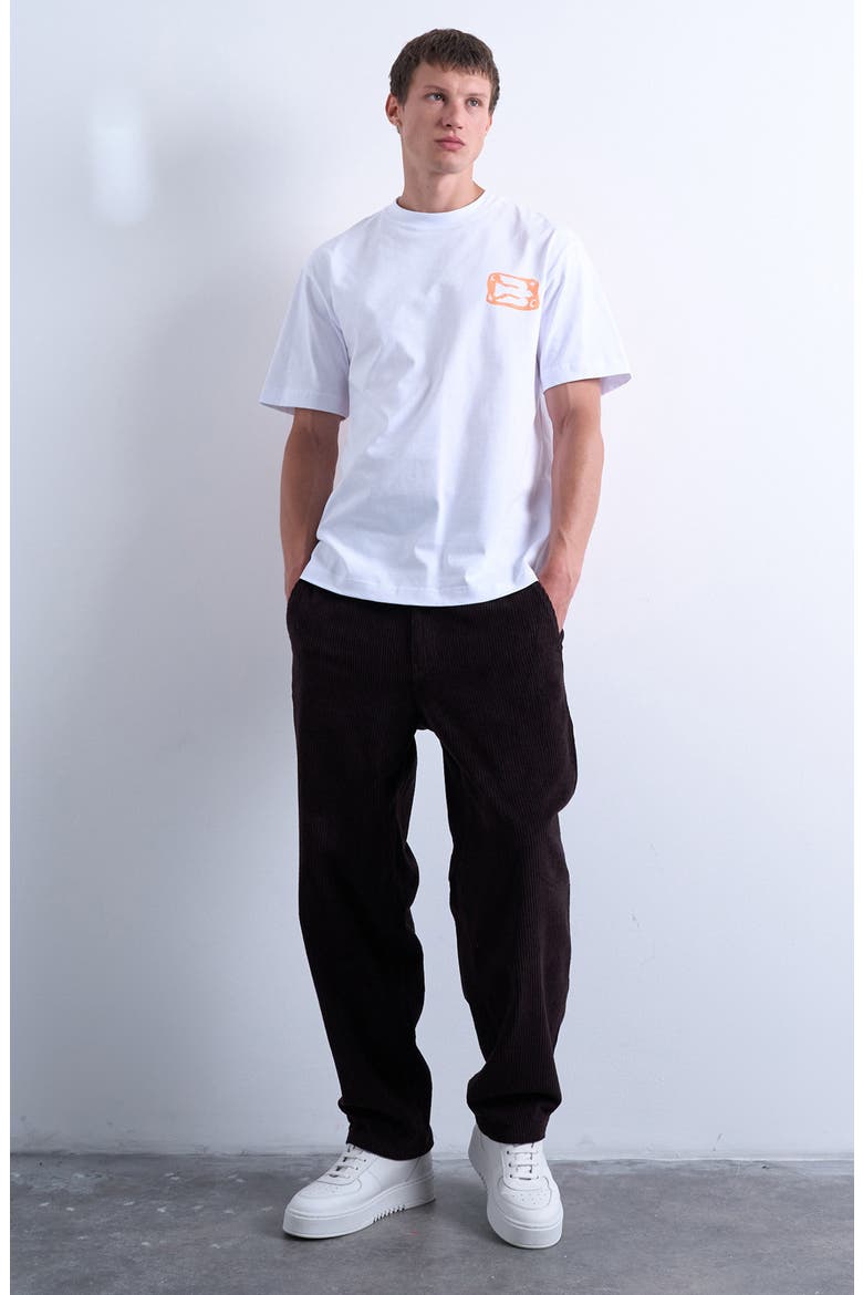 Flat Front Tapered Cotton Corduroy Pants, Main, color, BROWN