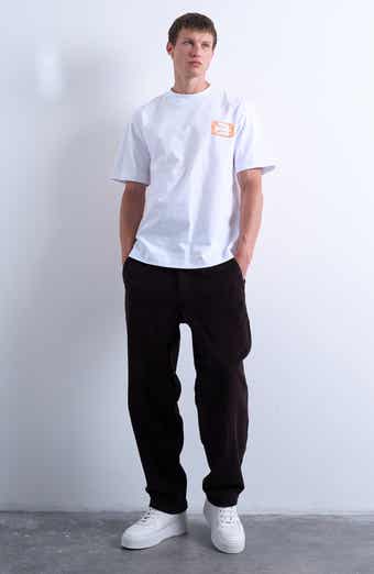 Flat Front Tapered Cotton Corduroy Pants
