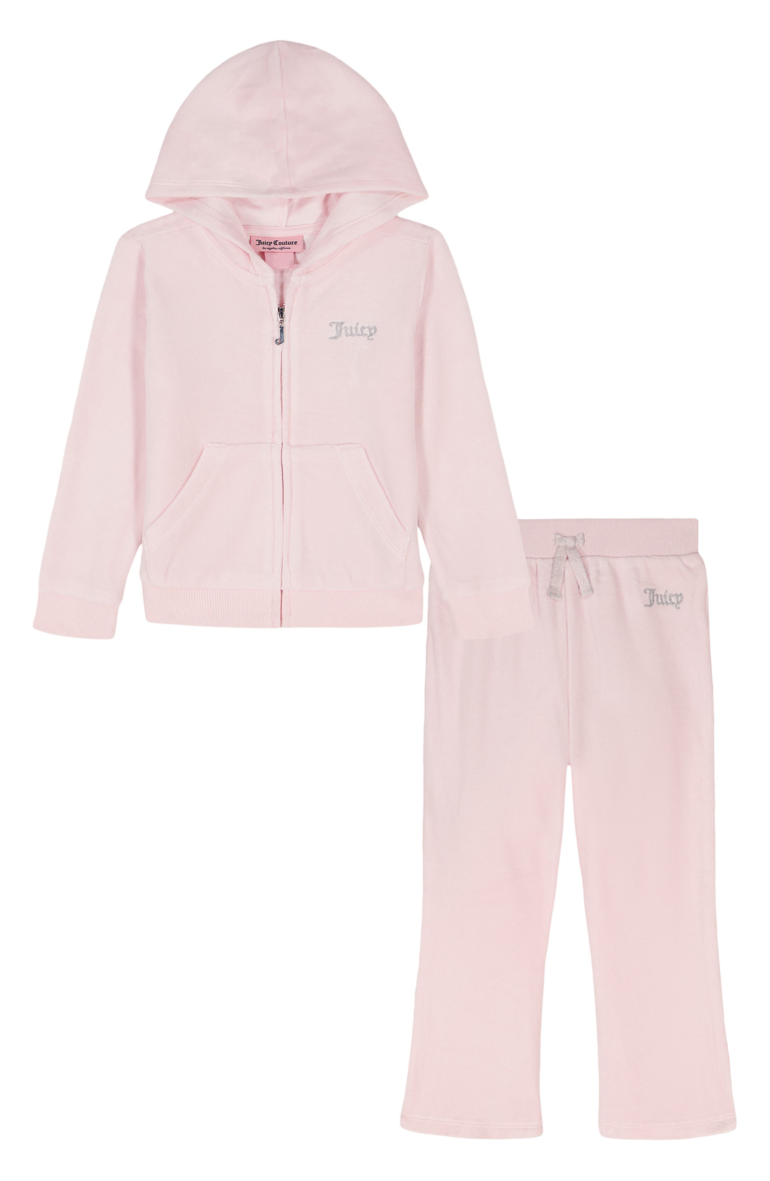 Juicy Couture Kids' Crystal Embellished Velour Zip-Up Hoodie & Joggers Set