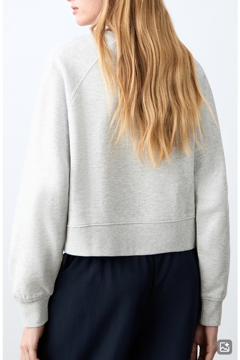 Crop Cotton Blend Sweatshirt, Alternate, color, LIGHT HEATHER GREY