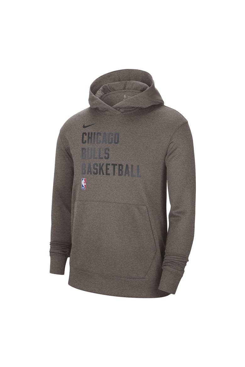 Unisex Nike Olive Chicago Bulls 2023/24 Performance Spotlight On-Court Practice Pullover Hoodie, Alternate, color, Heather Gray