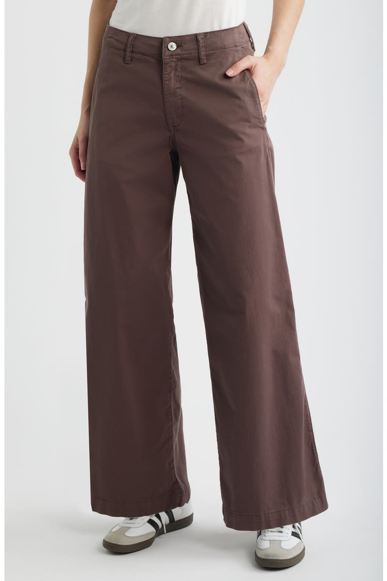 Lorimer Stretch Cotton Wide Leg Pants, Main, color, FRENCH ROAST COLORED