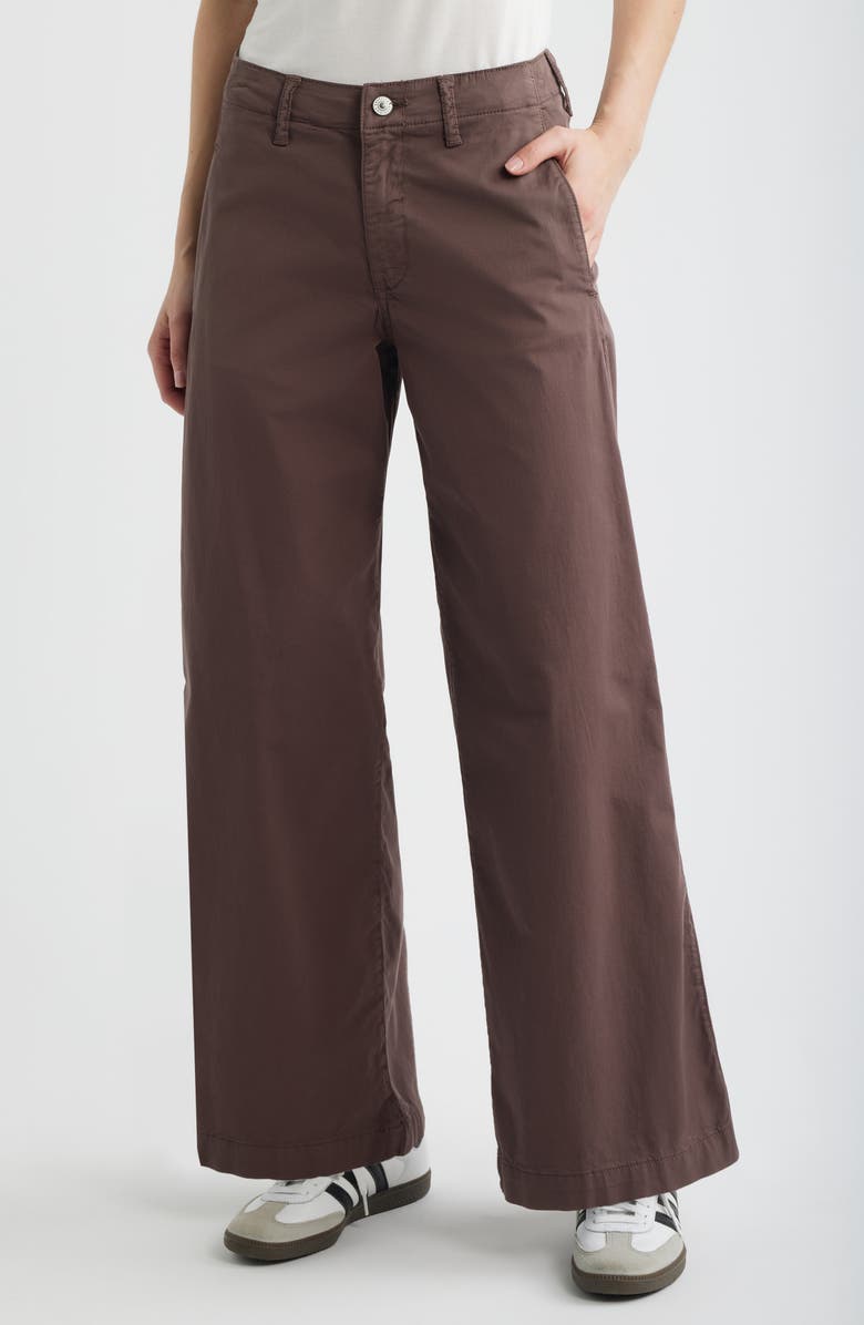 Brooklyn Industries Lorimer Stretch Cotton Wide Leg Pants, Main, color, French Roast Colored