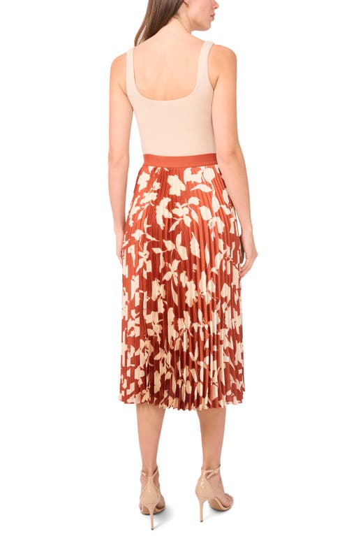 Halogenr Halogen(r) Floral Pleated Satin Skirt In Baked Clay