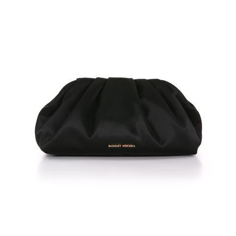 Audrey Silk Satin Zipper Top Pouch Clutch