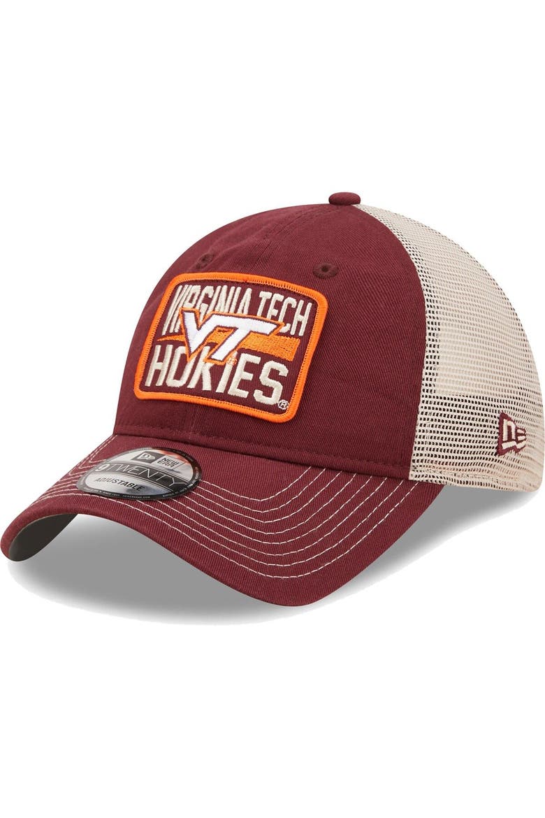 Men's New Era Maroon/Natural Virginia Tech Hokies Devoted 9TWENTY Adjustable Hat, Main, color, Maroon
