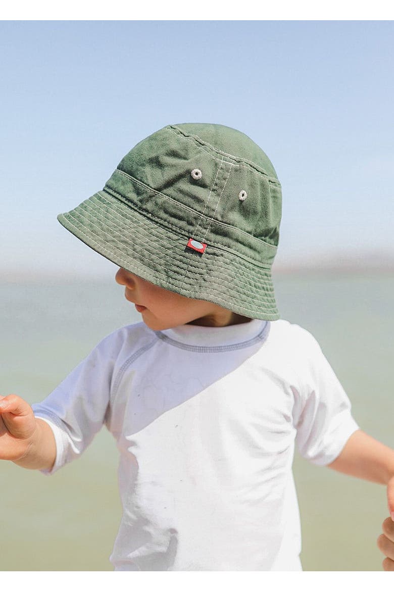 Unisex UPF 50+ 100% Cotton Twill Wharf-Style Bucket Hat, Alternate, color, Black w/ White Stitch
