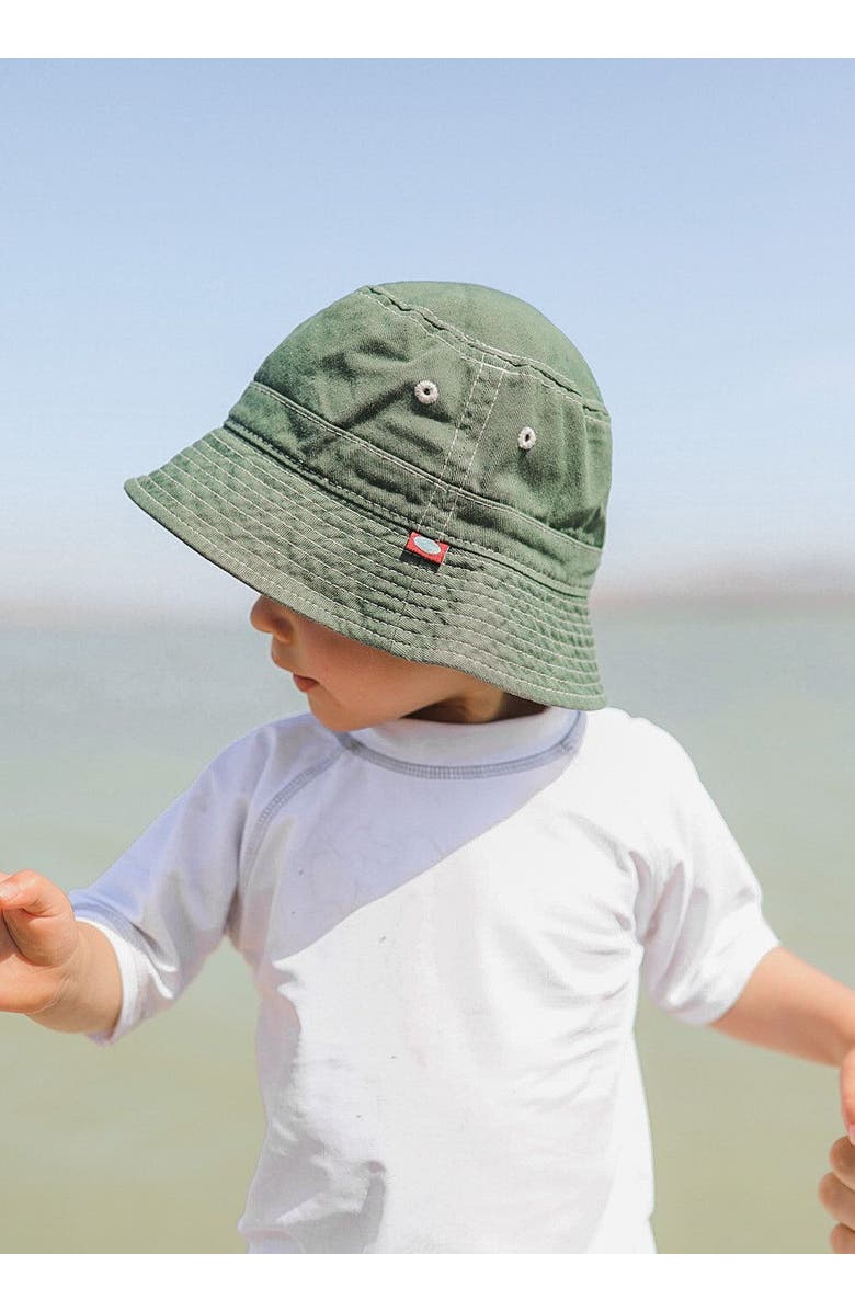 City Threads USA-Made Unisex UPF 50+ 100% Cotton Twill Wharf-Style Bucket Hat, Alternate, color, Black W/ White Stitch