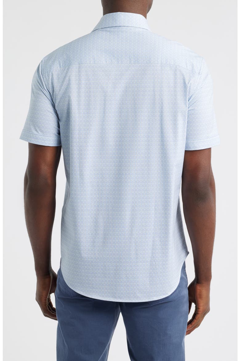 Miles OoohCotton® Geo Print Short Sleeve Button-Up Shirt, Alternate, color, ETHER