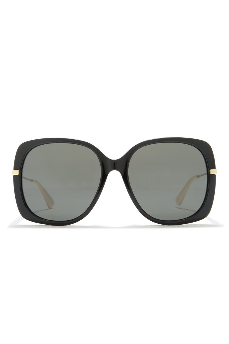 57mm Square Sunglasses, Main, color, BLACK GOLD GREY