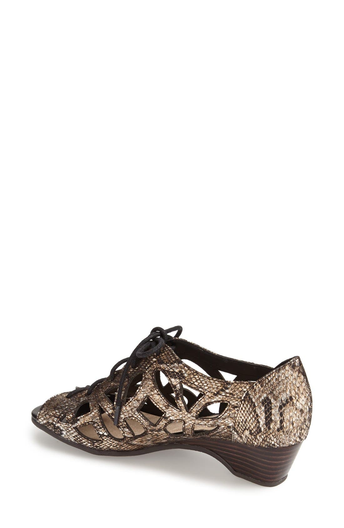 'Pixie II' Cutout Lace Up Sandal, Alternate, color, BLACK SNAKE