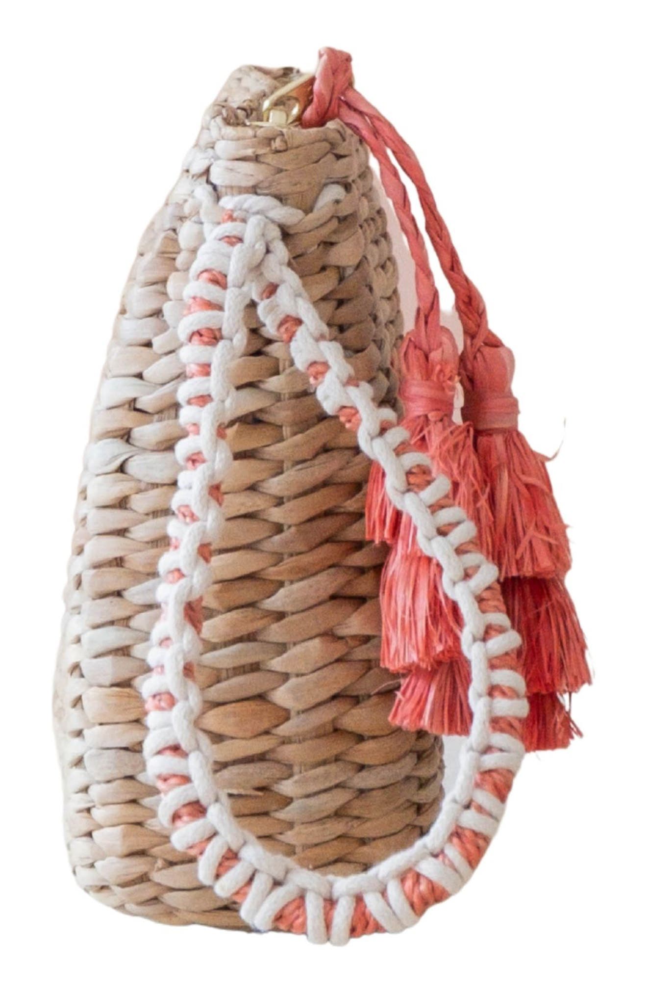 LIKHA Lobster Embroidered Straw Pouch, Alternate, color, 