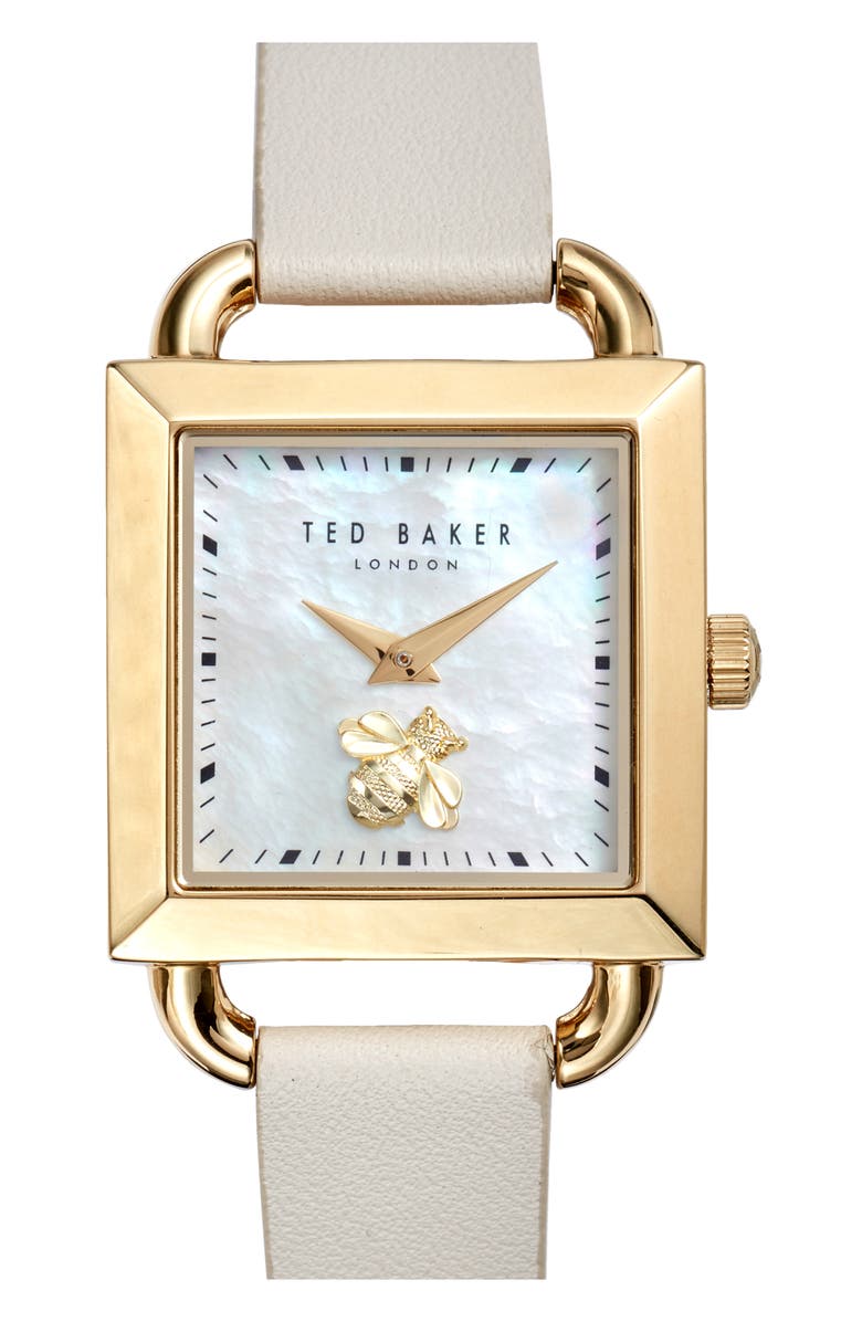 Ted Baker London Taliah Bee Leather Strap Watch, 28mm, Main, color,