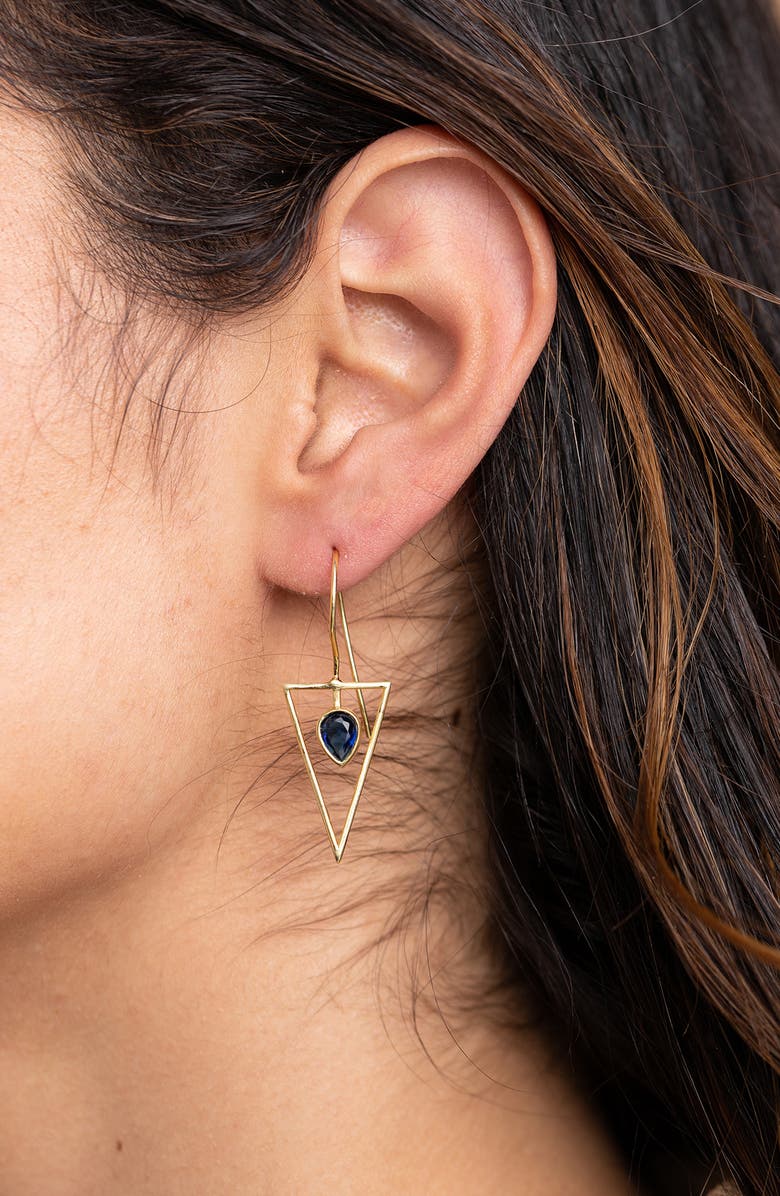 SAACHI 14K Gold Plated Triangle Drop Earrings, Alternate, color, 