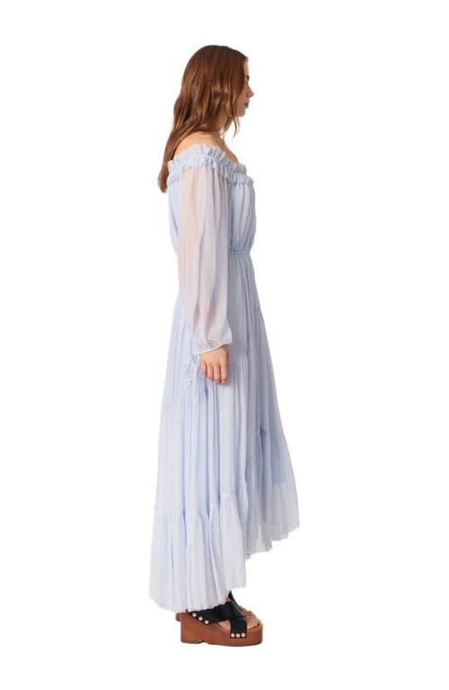 Maje Risata Chiffon Midi Dress In Blue Sky