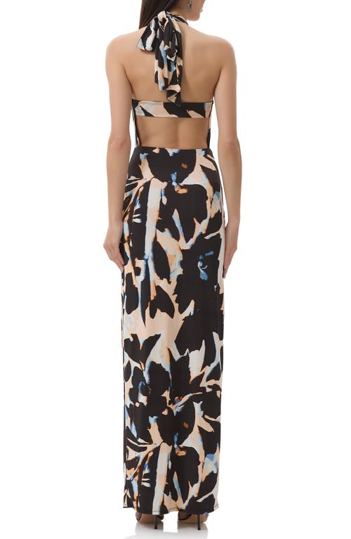 AFRM AFRM GENIE PRINTED CUTOUT HALTER JERSEY MAXI DRESS